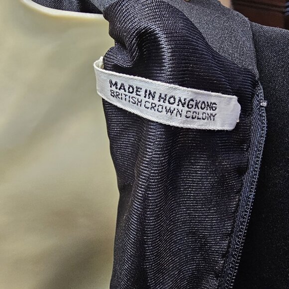 Vintage 1960s Hong Kong Hostess Maxi Gown Dress sz S Embroidered Black Cream - Picture 3 of 12